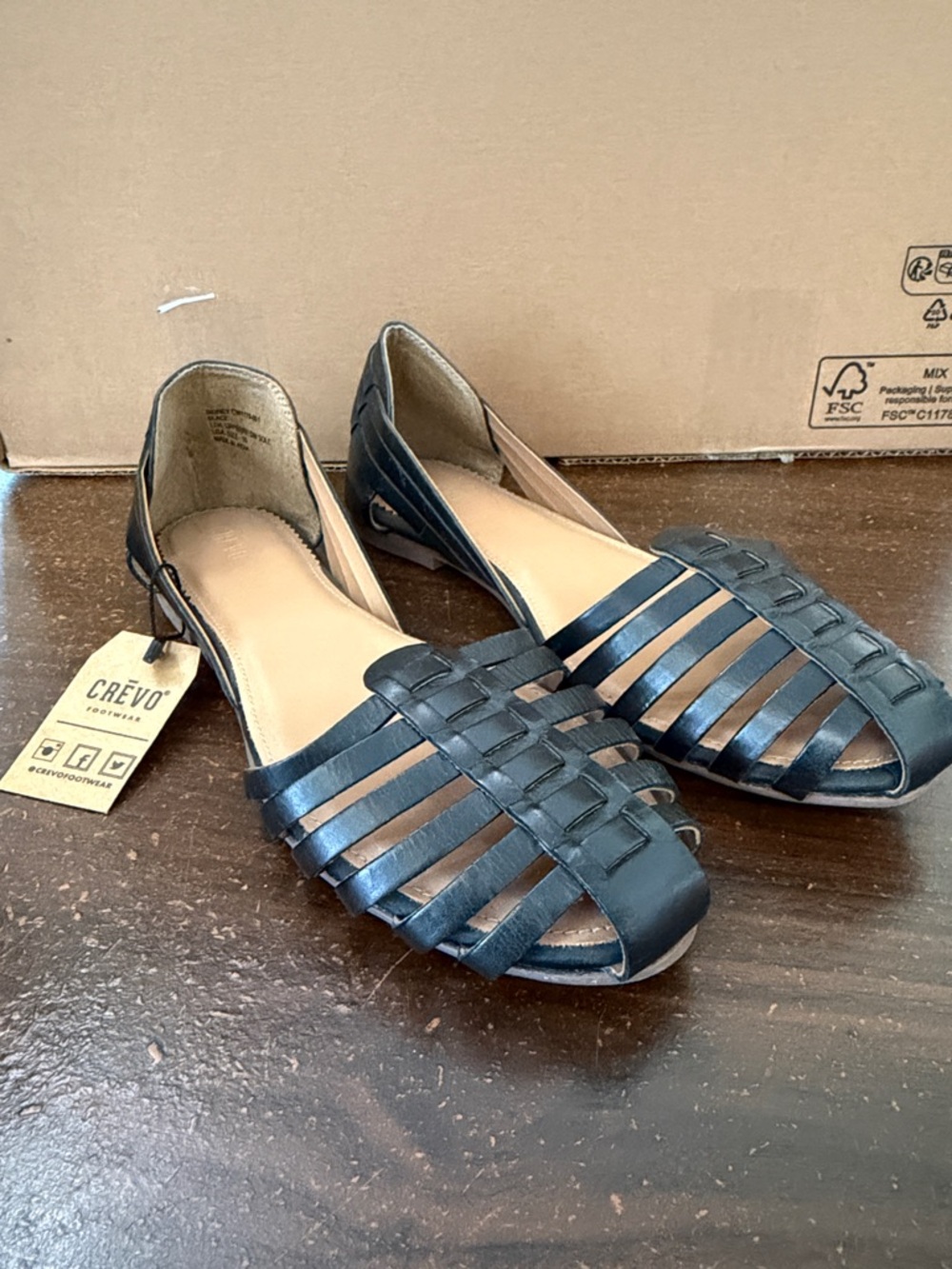 Anthropologie Crevo Sidney Leather Huarache Flats Exclusive size 10